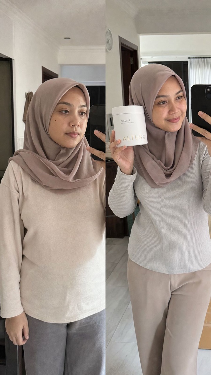 Before and after — ALTUS 8 member, down two dress sizes by week 8