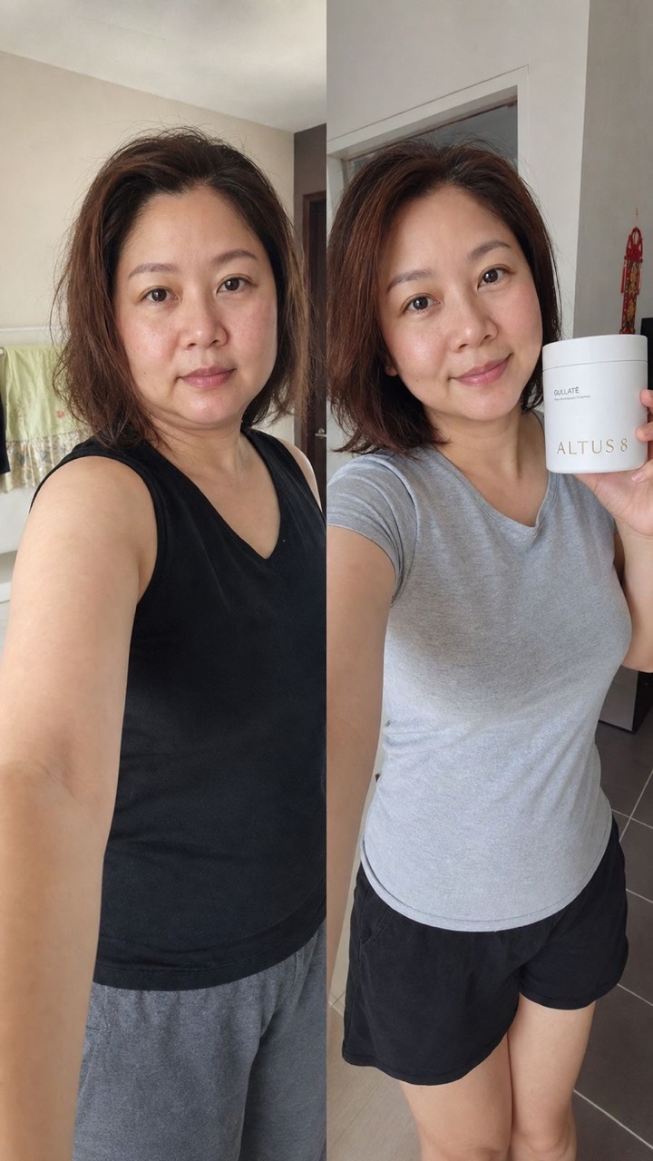 Before and after — ALTUS 8 member down 5kg by week 4
