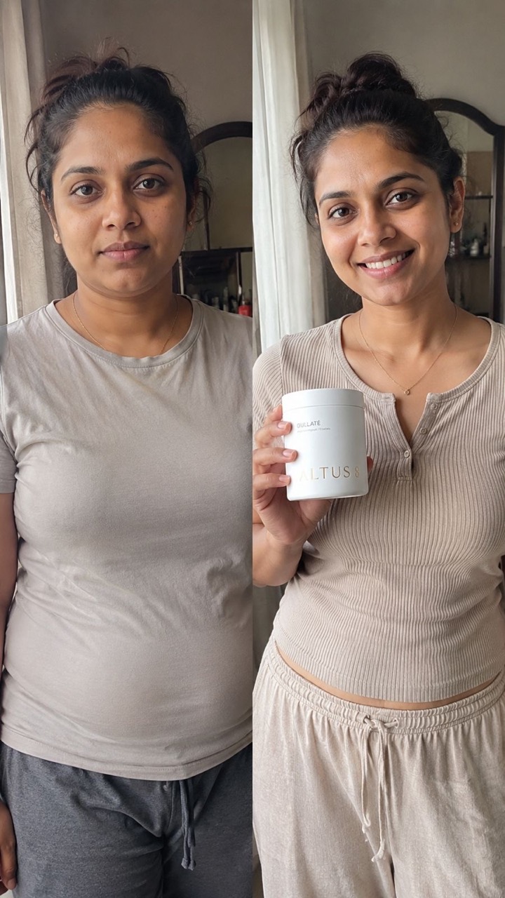 Before and after — ALTUS 8 member, calmer energy and 6kg down